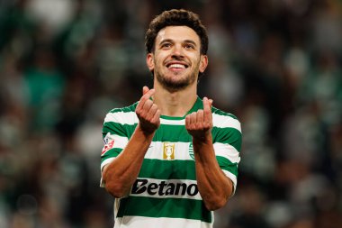 Pedro Goncalves  seen celebrating after scoring goal during Liga Portugal game between teams of Sporting CP and Moreirense FC at Estadio Jose Alvalade (Maciej Rogowski/Ball Raw Images)