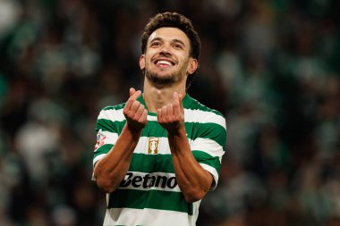 Pedro Goncalves  seen celebrating after scoring goal during Liga Portugal game between teams of Sporting CP and Moreirense FC at Estadio Jose Alvalade (Maciej Rogowski/Ball Raw Images)