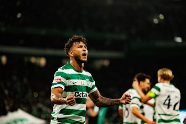 Luis Suarez  seen celebrating after goal during Liga Portugal game between teams of Sporting CP and Moreirense FC at Estadio Jose Alvalade (Maciej Rogowski/Ball Raw Images)