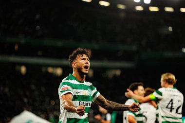 Luis Suarez  seen celebrating after goal during Liga Portugal game between teams of Sporting CP and Moreirense FC at Estadio Jose Alvalade (Maciej Rogowski/Ball Raw Images)