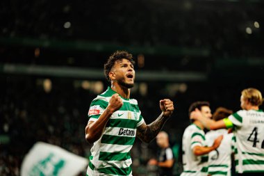 Luis Suarez  seen celebrating after goal during Liga Portugal game between teams of Sporting CP and Moreirense FC at Estadio Jose Alvalade (Maciej Rogowski/Ball Raw Images)