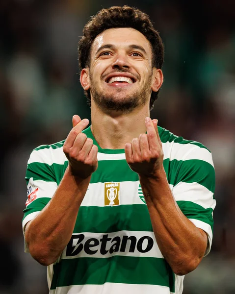 Pedro Goncalves  seen celebrating after scoring goal during Liga Portugal game between teams of Sporting CP and Moreirense FC at Estadio Jose Alvalade (Maciej Rogowski/Ball Raw Images)