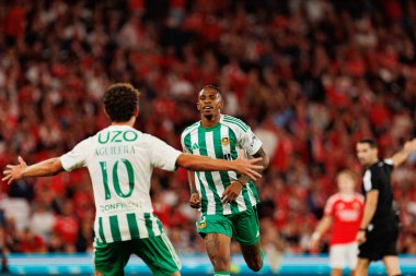 Andre Luiz seen celebrating after scoring goal during Liga Portugal game between SL Benfica and Rio Ave FC (Ball Raw Images/ Maciej Rogowski)