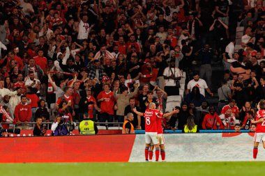 Georgiy Sudakov seen celebrating after scoring goal during Liga Portugal game between SL Benfica and Rio Ave FC (Ball Raw Images/ Maciej Rogowski)