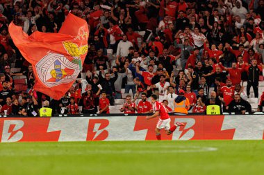 Georgiy Sudakov seen celebrating after scoring goal during Liga Portugal game between SL Benfica and Rio Ave FC (Ball Raw Images/ Maciej Rogowski)