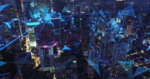 AERIAL. Network and Connection technology concept with kuala lumpur city. — Stock Video