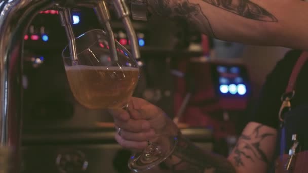 Pěnové pivo v baru. — Stock video