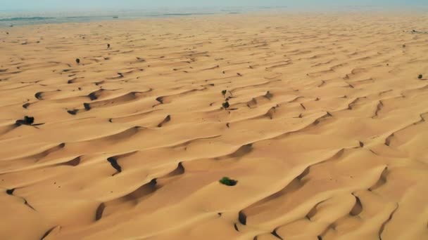 Όμορφο τοπίο της ερήμου Ναμίμπ κάτω από το φτερό του αεροσκάφους το ηλιοβασίλεμα. Πετώντας σε ένα αεροπλάνο πάνω από την έρημο είναι ένα από τα πιο δημοφιλή τουριστικά αξιοθέατα — Αρχείο Βίντεο