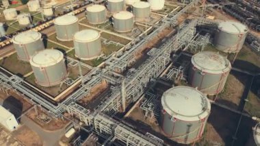 Havadan görünümü petrol rafinerisi, rafineri tesisi, rafineri fabrika.