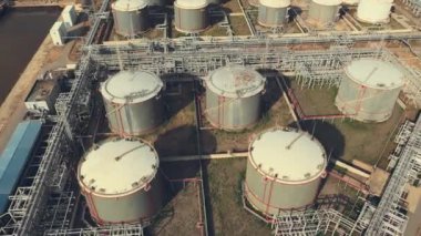 Havadan görünümü petrol rafinerisi, rafineri tesisi, rafineri fabrika.