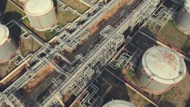 Havadan görünümü petrol rafinerisi, rafineri tesisi, rafineri fabrika.
