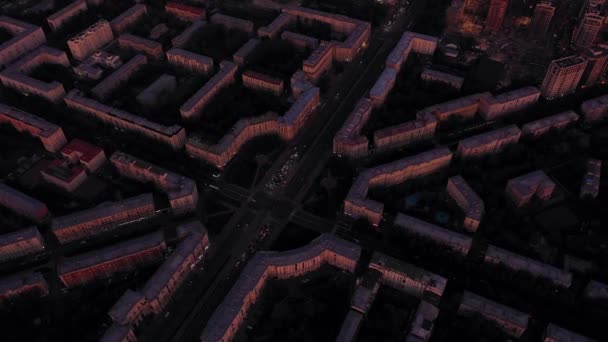 Aerial view of a beautiful view of a complex road section with cars driving on it — Stock Video