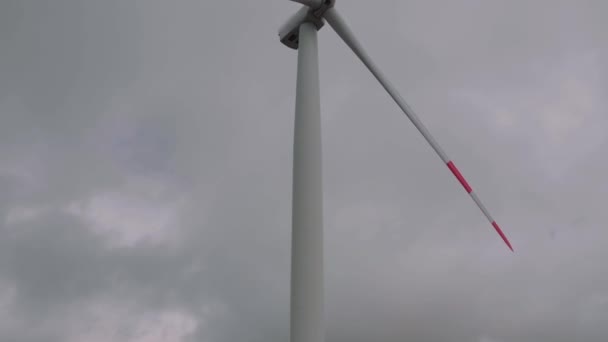 Aerial view of majestic turbines electric generators — Stock Video