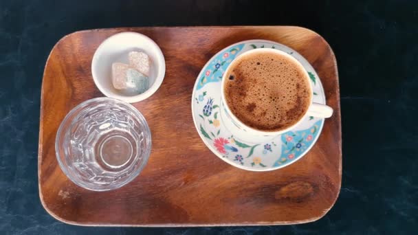 Türk Kahvesi Masanın Üstünde — Stok video