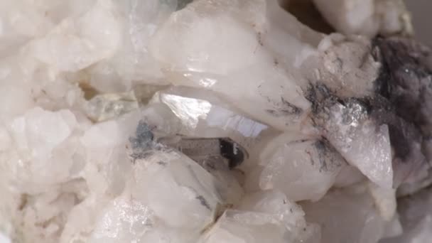 Quartz druse with lots of white crystals — Stock Video