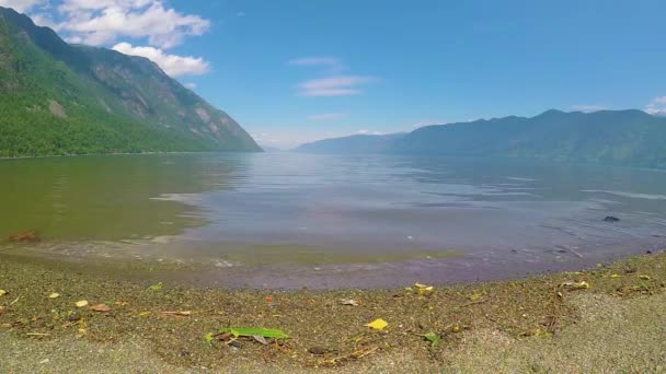 Waves on the lake Teletskoe — Stock Video