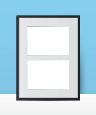 Duvar arka planda gerçekçi fotoğraf çerçevesi. Erişkinde için mükemmel