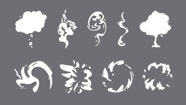 Karikatür duman Sprite set. Vektör Illustration.