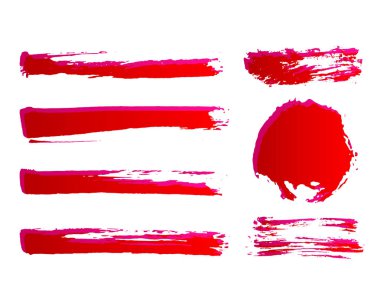 Kırmızı mürekkep fırça darbeleri boyalı el ile ayarlayın. Vektör Grunge Fırçalar. 
