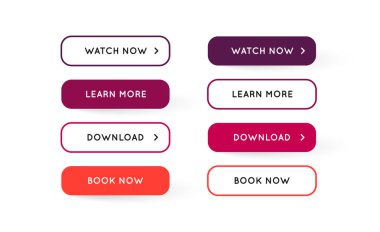 Modern Flat App veya Oyun Düğmeleri Vektör Seti. Trendy düz renk