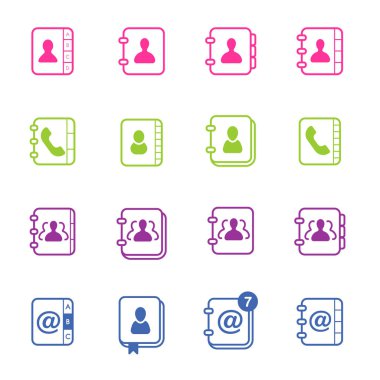 Adres defteri simgeler vektör tüm amaçlı Web içinde kullanmak için izole bize cep, App yapımı veya yazdırma