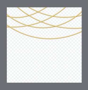 Golden or Bronze Color Round Chain. Realistic String Beads insulated. Decorative element. Gold Bead Design.Vector illustration. clipart