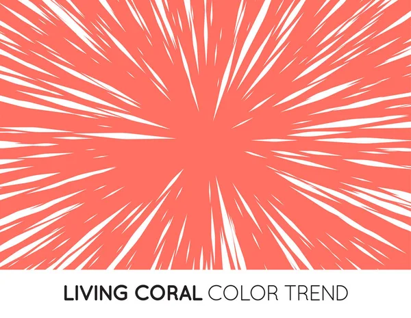 Coral Trendy Color Sun Rays Explosion Boom Para Cómics Fondo — Archivo Imágenes Vectoriales