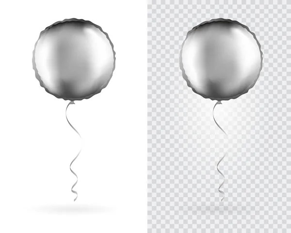 Ensemble Ballons Ronds Aluminium Argenté Sur Fond Blanc Transparent Party — Image vectorielle