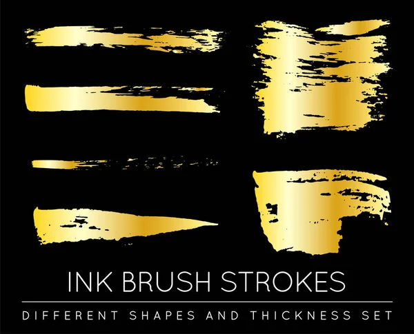 Set Golden Paint Strokes Make Background Your Design Looks Golden — Stock Vector