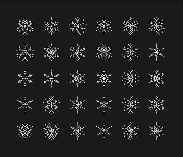 Grande Conjunto Flocos Neve Inverno Natal Natal Natal Design Vector — Vetor de Stock