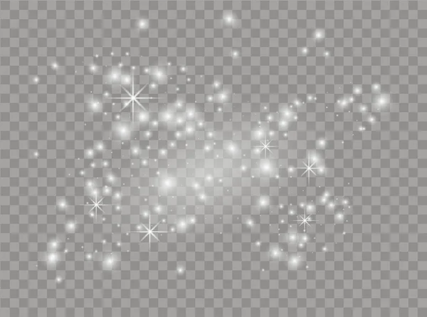 White Sparks Stars Shine Light Vector Dust White Sparkles Transparent — Stock Vector
