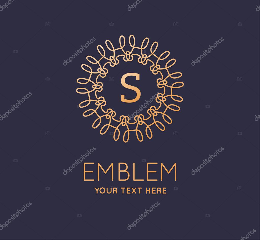 Cosmetics, Spa, Beauty salon,  Decoration, Boutique Floral logo. Luxury, Business, Royal Jewelry, Hotel Logo. Interior Icon. Resort and Restaurant Monogram. Vector.