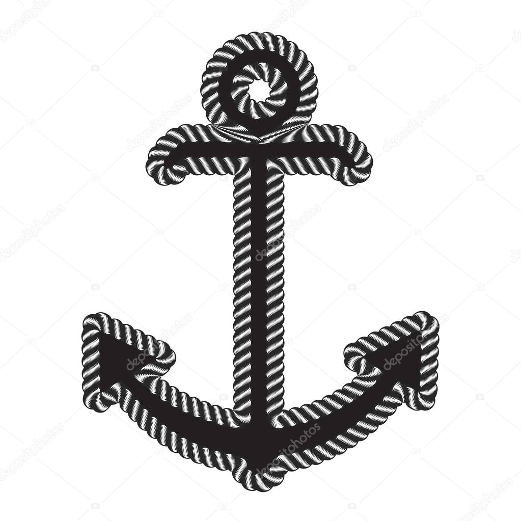 Vector Nautical Anchor Logo. Icon. Maritime. Sea Ocean Boat Illustration Symbol