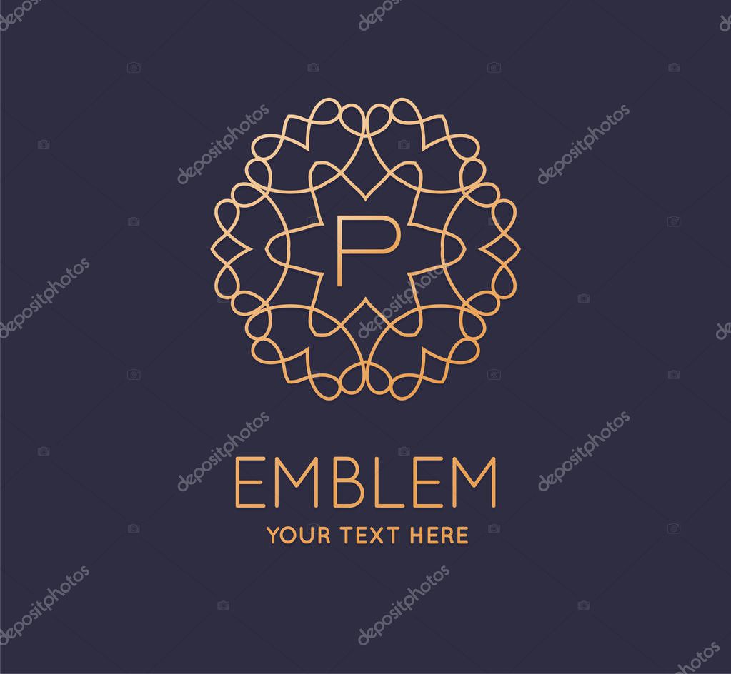 Cosmetics, Spa, Beauty salon,  Decoration, Boutique Floral logo. Luxury, Business, Royal Jewelry, Hotel Logo. Interior Icon. Resort and Restaurant Monogram. Vector.