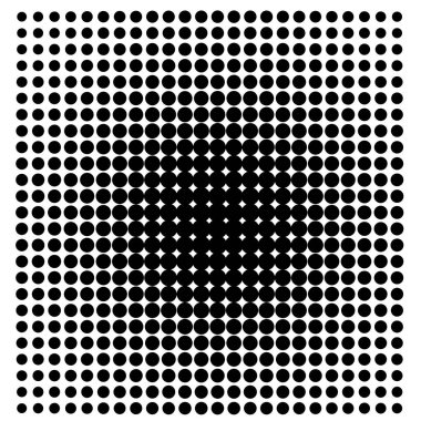 Noktalı resim, yarı ton nokta deseni, vektör çizim çemberde.