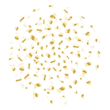 Konfeti altın ve minik. Şeffaf arka planda Falling. Vektör.