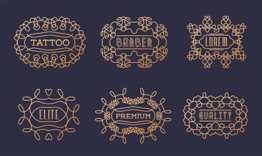 Set kozmetik, Spa, Güzellik Salonu, dekorasyon, butik Floral logosu. Lüks, Iş dünyası, kraliyet mücevherleri, otel logosu. İç simge. Resort ve restoran. Vektör.