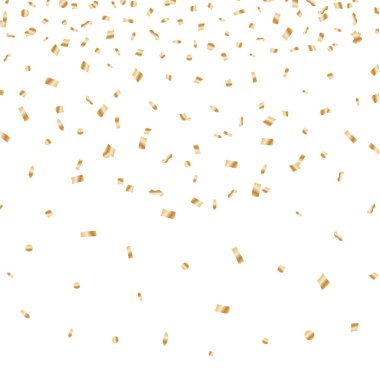 Konfeti altın ve minik. Şeffaf arka planda Falling. Vektör.