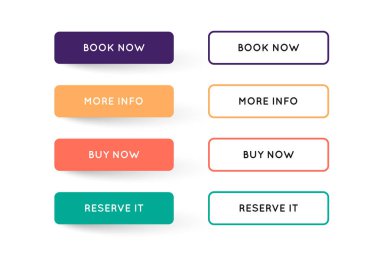 Modern Flat App veya Oyun Düğmeleri Vektör Seti. Trendy düz renk