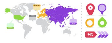 Infographics öğeleri ve nesneleri kümesi. Vektör Modern düz Tasarım Web, baskı, tanıtım için