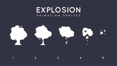 Patlama Storyboard Sprite animasyon için ayarlayın. Vektör seti.