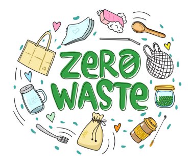 Sıfır israf. Vektör çizimi. El Çizimi.