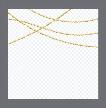 Golden or Bronze Color Round Chain. Realistic String Beads insulated. Decorative element. Gold Bead Design.Vector illustration. clipart