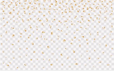 Konfeti altın ve minik. Şeffaf arka planda Falling. Vektör.