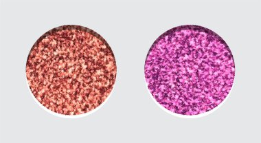 Glitter göz farı tinsel Shimmer, ruj veya toz. Soyut parlaklık daireler, palet, vektör makyaj.
