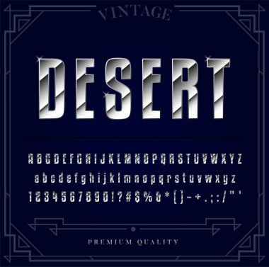 Platin, gümüş ya da krom metal yazı tipi ayarlayın. Harfler, sayõlar ve vektör özel karakterler