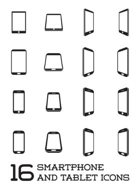 Vector illustration of 16 smartphone icons line style. vector Vector illustration of 16 smartphone icons line style. vector