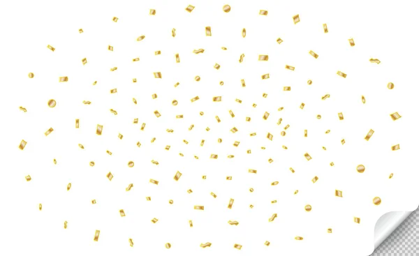 Confetti Golden Tiny Falling Transparent Background Vector — Stock Vector