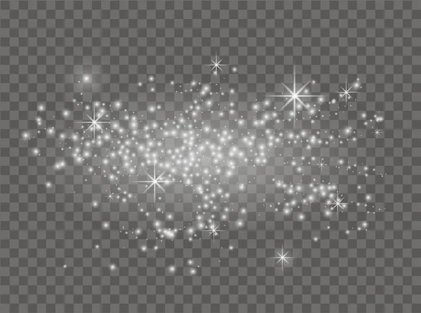 Centelhas Brancas Estrelas Brilha Com Luz Vetor Branco Brilha Com — Vetor de Stock