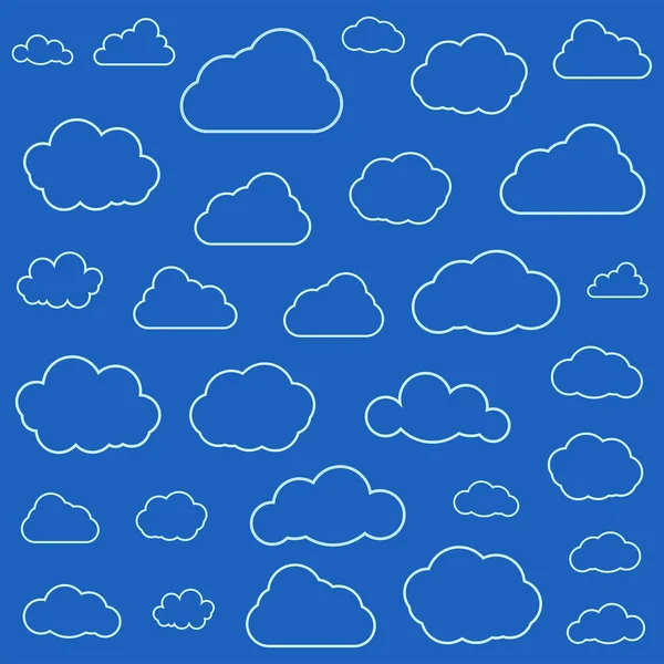 Conjunto Nubes Aisladas Fondo Del Cielo Patrón Sin Costuras Colección — Vector de stock